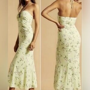 Abercrombie & Fitch Sage Floral Strapless Maxi Dress